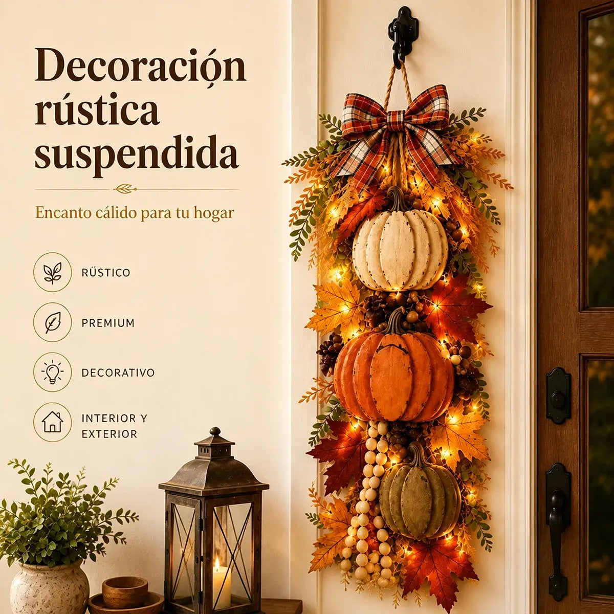 ❤️🎃 Decoración Colgante en Forma de Corazón con Calabaza y LED | Adorno Luminoso para Puerta y Pared