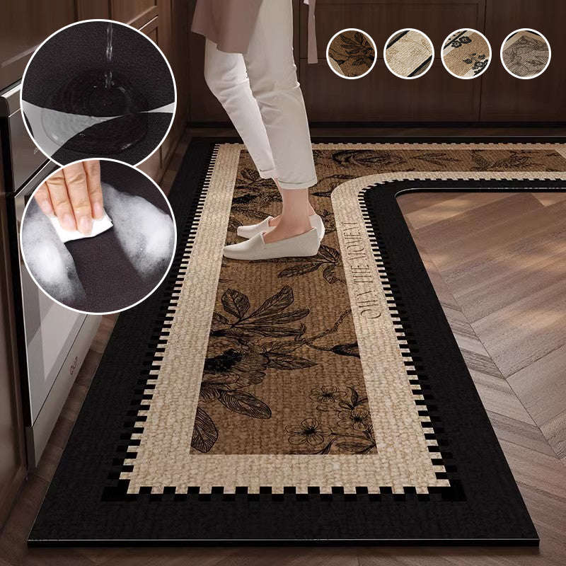 🌸 ¡Oferta! Alfombrilla de cocina floral: absorbe el agua al instante y se mantiene en su sitio. ¡Adiós a las huellas mojadas! 🚿