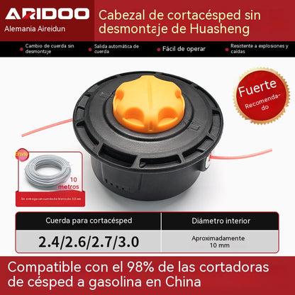 Cabezal de cortacésped resistente al desgaste con sistema de alimentación automática de cuerda, sin necesidad de desmontaje. [Incluye cuerda de corte de 10 m]