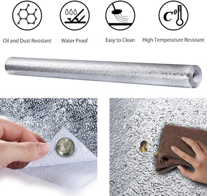 【40cm*10m】🛡️ Lámina Adhesiva de Aluminio Removible – Antigrasa, Resistente al Calor y Fácil de Limpiar
