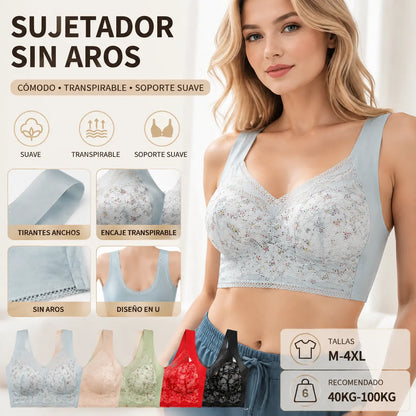【M-5L】【40kg-100kg】Sujetador de talla grande de seda de hielo sin costuras, transpirable y ajustable【3 piezas】