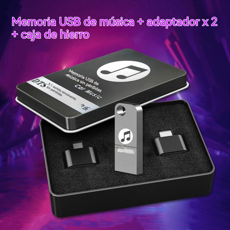 🚗🎵【 64G】 Memoria USB mini de metal para coche de 64 GB con canciones populares！