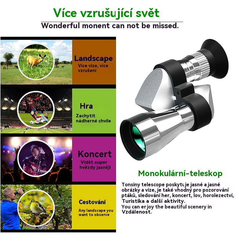 【🔭】Mini telescopio monocular para teléfono – Telescopio monocular portátil para viajes y observación