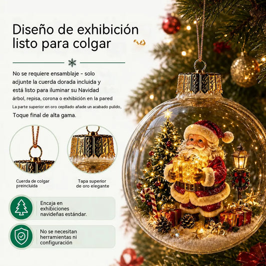 🎄 Adorno de diorama navideño con luz 🔥