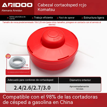 Cabezal de cortacésped resistente al desgaste con sistema de alimentación automática de cuerda, sin necesidad de desmontaje. [Incluye cuerda de corte de 10 m]