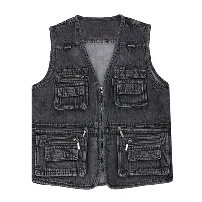 【XL-7XL】2026 Chaleco vaquero multibolsillos para hombr