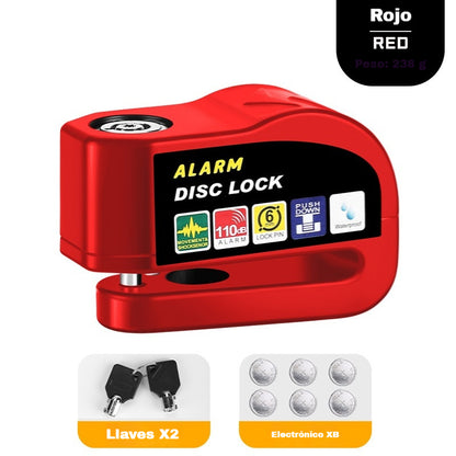 🔒 🚨 Candado de freno de disco resistente al agua con sistema de alarma de 110 dB – Candado de seguridad antirrobo para motocicleta 🏍️