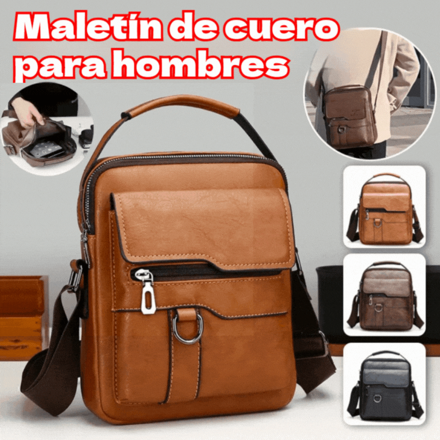 Bolso casual de piel de vacuno para hombre
