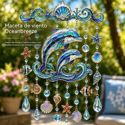 🌊💎 Carrillón de viento de cristal con temática marina: la decoración ideal para tu jardín y balcón.