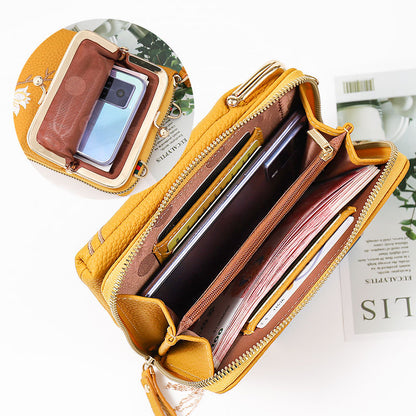 🔥👜 Nueva cartera antirrobo multicapa de gran capacidad con cremallera bordada a la moda para mujer