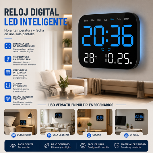 🛏️ Reloj digital para el hogar y la oficina: ¡despierte suavemente y olvídese de las alarmas molestas! Brillo ajustable, funcionamiento silencioso por la noche. 🌙