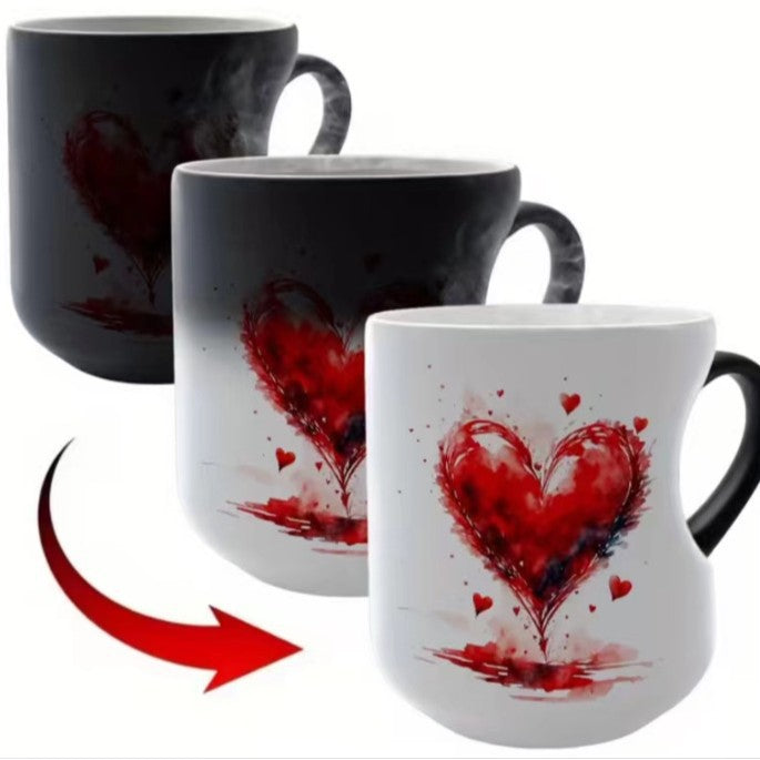 ☕Romantična keramična skodelica v obliki srca (barva se spreminja s toploto)💝✨