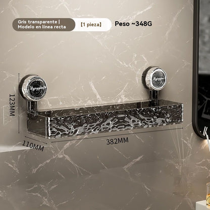 🍽️🧺🔥 Estante de almacenamiento con ventosa sin perforaciones, elegante estante de drenaje ondulado, adecuado para cocina y baño