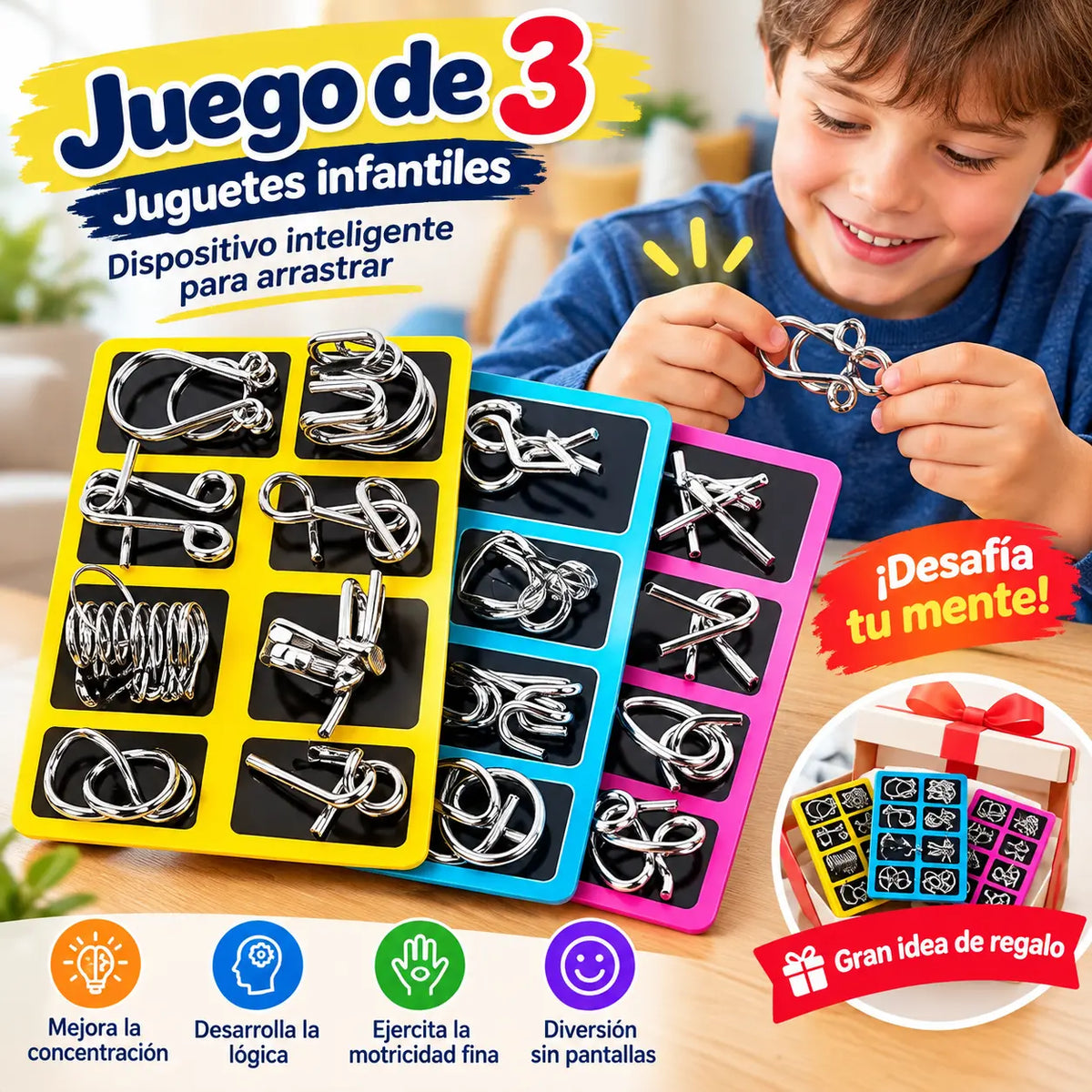 【Juego de 3】Juguetes infantiles, dispositivo inteligente para arrastrar