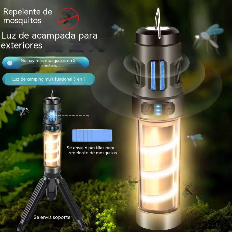 🔥Lámpara LED multifuncional 3 en 1, linterna portátil recargable con repelente de mosquitos.