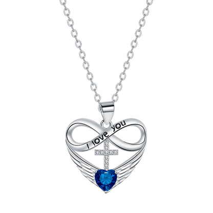 ✨Collar con colgante de cruz, corazón infinito y ala