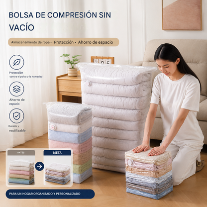 [Paquete de 5] Bolsas de almacenamiento al vacío 3D que no requieren bomba.