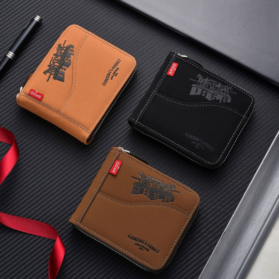 💥💥Nueva cartera corta retro con cremallera para hombre