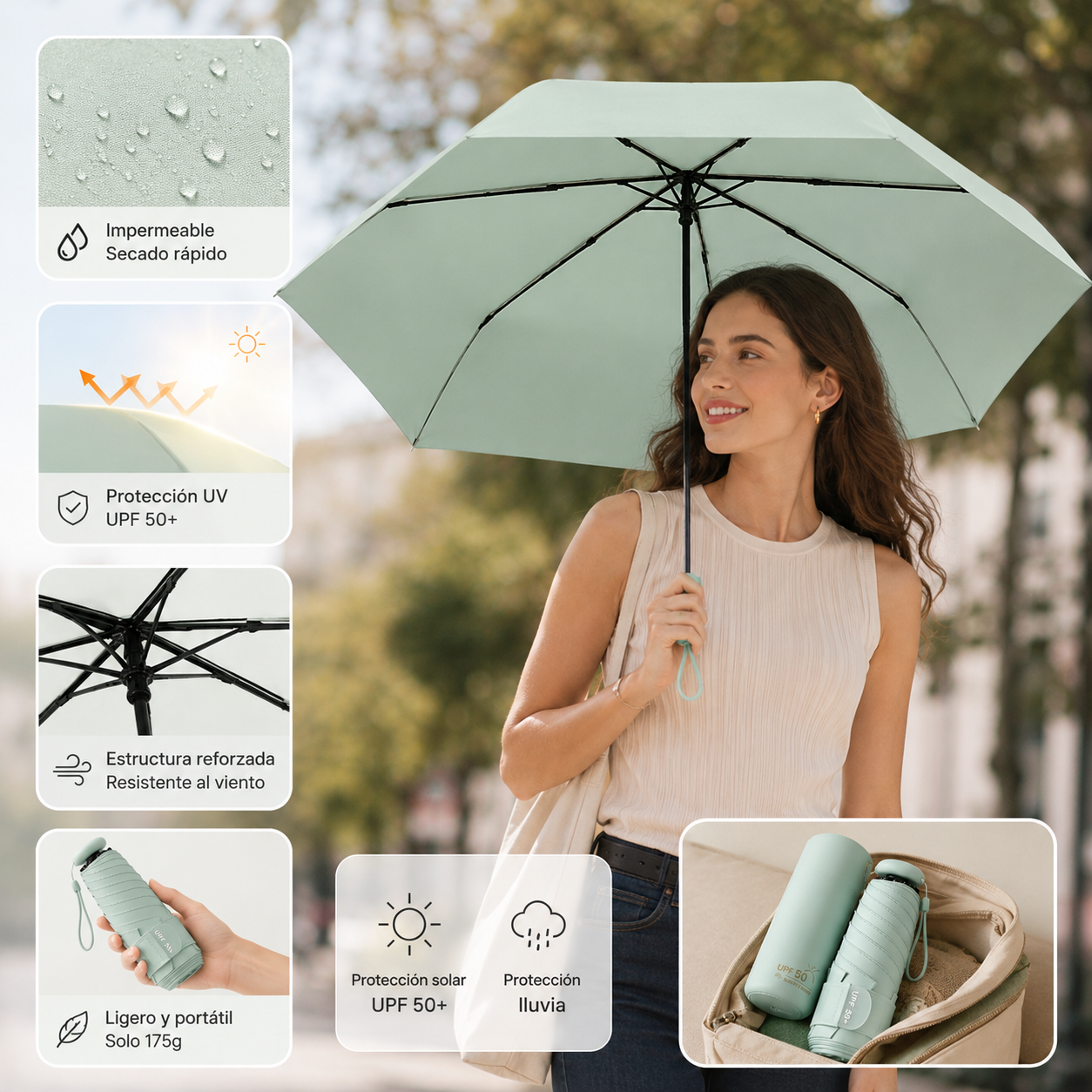 ✨50% DE DESCUENTO🏆 Paraguas/sombrilla ultraligera y portátil para todo tipo de clima