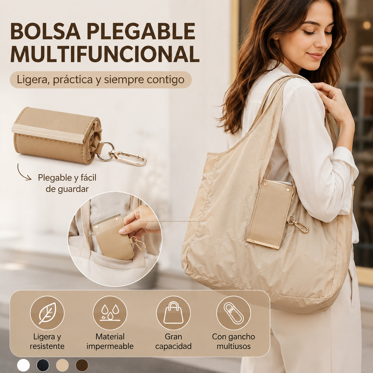 【venderse como panqueques】Nueva bolsa de compras para mujer de gran capacidad