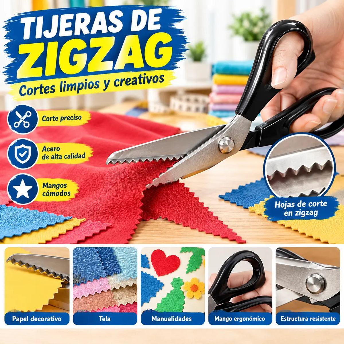 🔥✂️ Tijeras dentadas para tela, disponibles en 5 tamaños.
