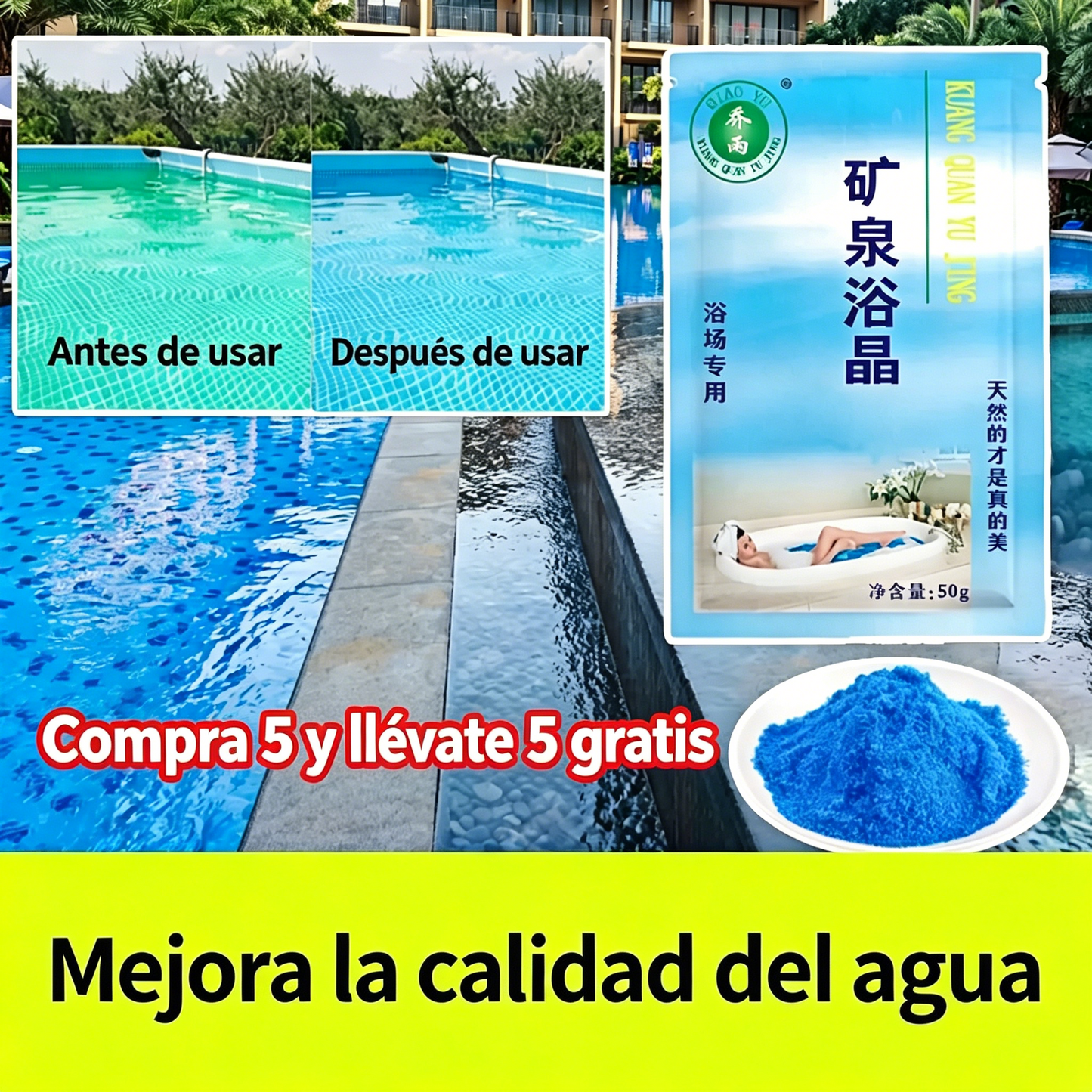 【¡Compra 5 y llévate 5 gratis】💧🏊 Sales de baño para purificar el agua, aptas para spas y piscinas.