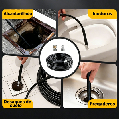 🔗【10 metros】Boquilla de limpieza de alta presión que se puede conectar a una máquina de lavado de autos 🚰Desatascador, enjuague y limpieza de alta presión