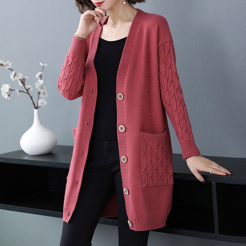 ✨🎀【S–4XL】Nuevo cárdigan de punto para mujer (tallas grandes) – Corte holgado, grueso y cómodo
