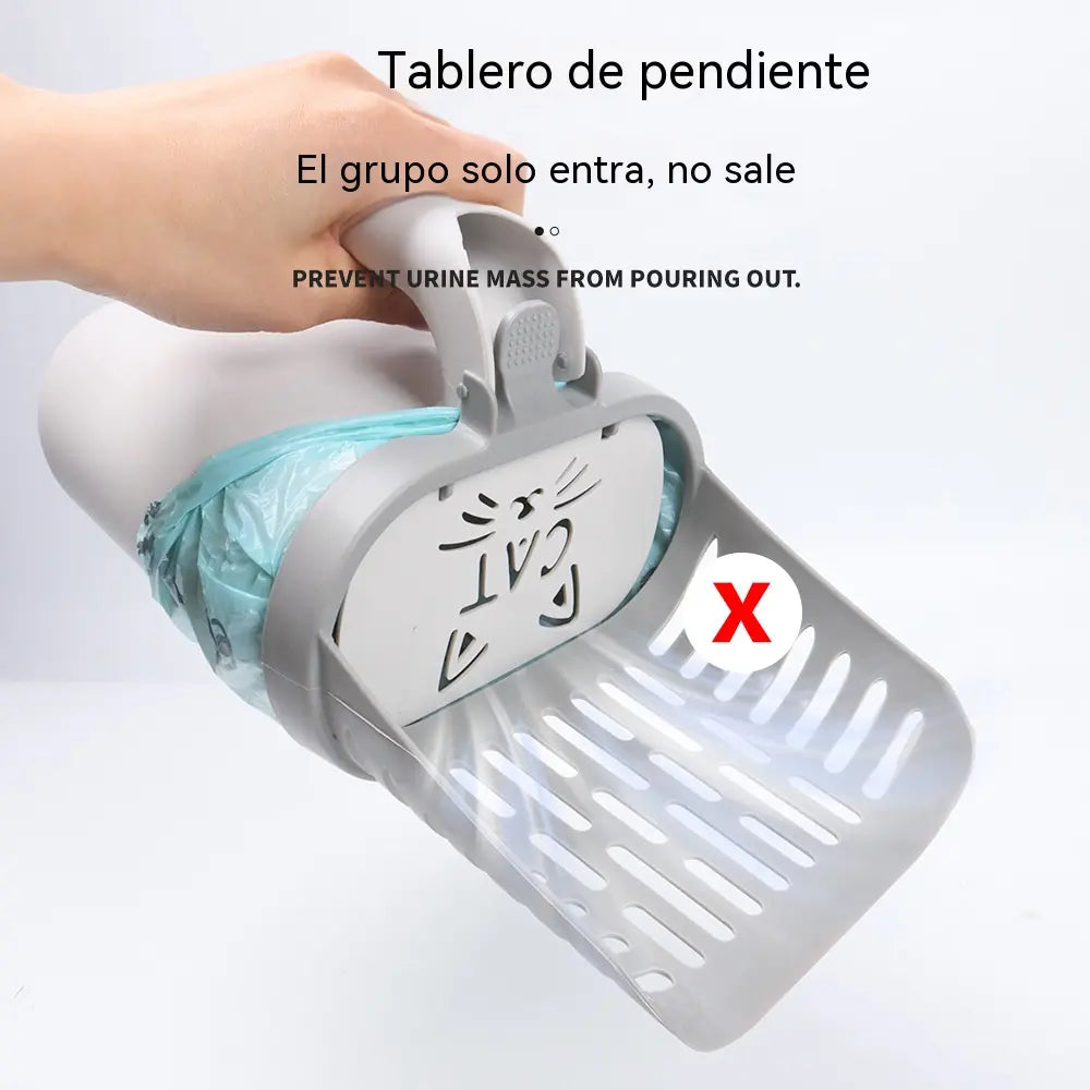 Nueva pala para arena de gato desmontable de una sola pieza, herramienta para recoger excrementos de gato, bolsa autorecolectora de excrementos