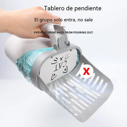 Nueva pala para arena de gato desmontable de una sola pieza, herramienta para recoger excrementos de gato, bolsa autorecolectora de excrementos