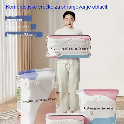 👕📦【5 kosov 25 evrov】Kompresijske vrečke za shranjevanje oblačil, brez potrebe po vakuumu, ojačana zasnova.