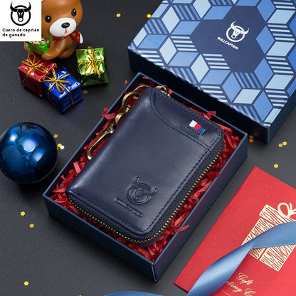 [Precio especial por lanzamiento] Monedero de piel antirrobo 2 en 1 para hombre con llavero
