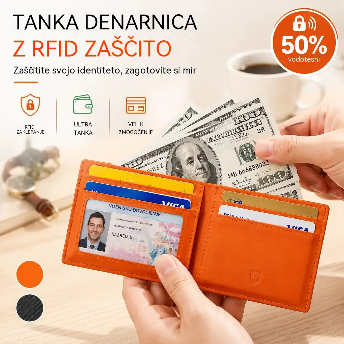 Moška kratka denarnica z zaščito RFID
