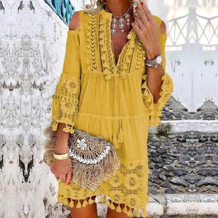 👗Vestido holgado de algodón y lino bordado para mujer🌸
