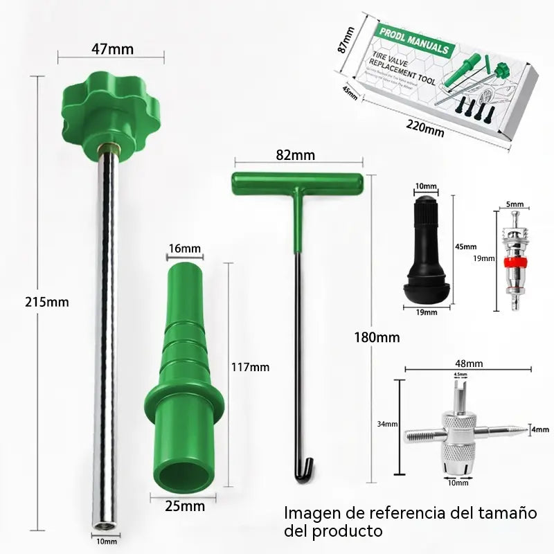 🚰Kit de herramientas para cambio rápido de válvulas de neumáticos de coche