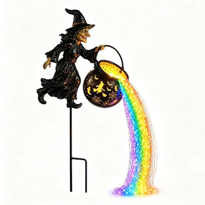 🧙‍♀️🎃 Vrtna svetilka Čarovniški kotel z LED lučko – Osupljiva zunanja dekoracija 🔮✨