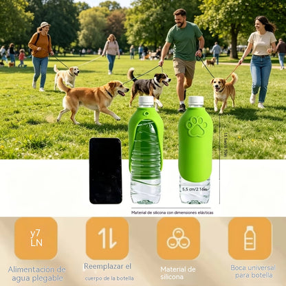 🐕‍🦺🐕Este dispensador de agua portátil y plegable de silicona para mascotas se puede usar con botellas de agua mineral, lo que facilita su uso al aire libre.
