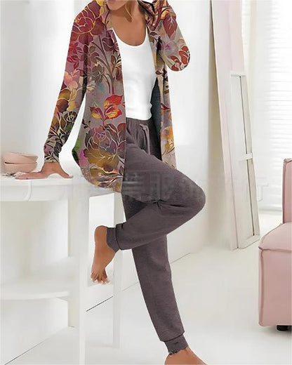 【🏆️Producto más vendido】🔥Nuevo conjunto casual estampado de dos piezas 2026: Top de manga larga + Pantalones