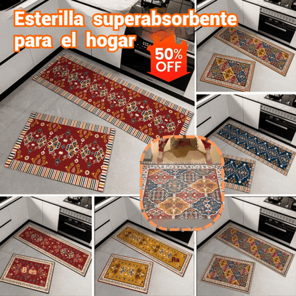 【40x60 + 40x120 cm】Alfombra de suelo antideslizante, resistente a las manchas y altamente absorbente.