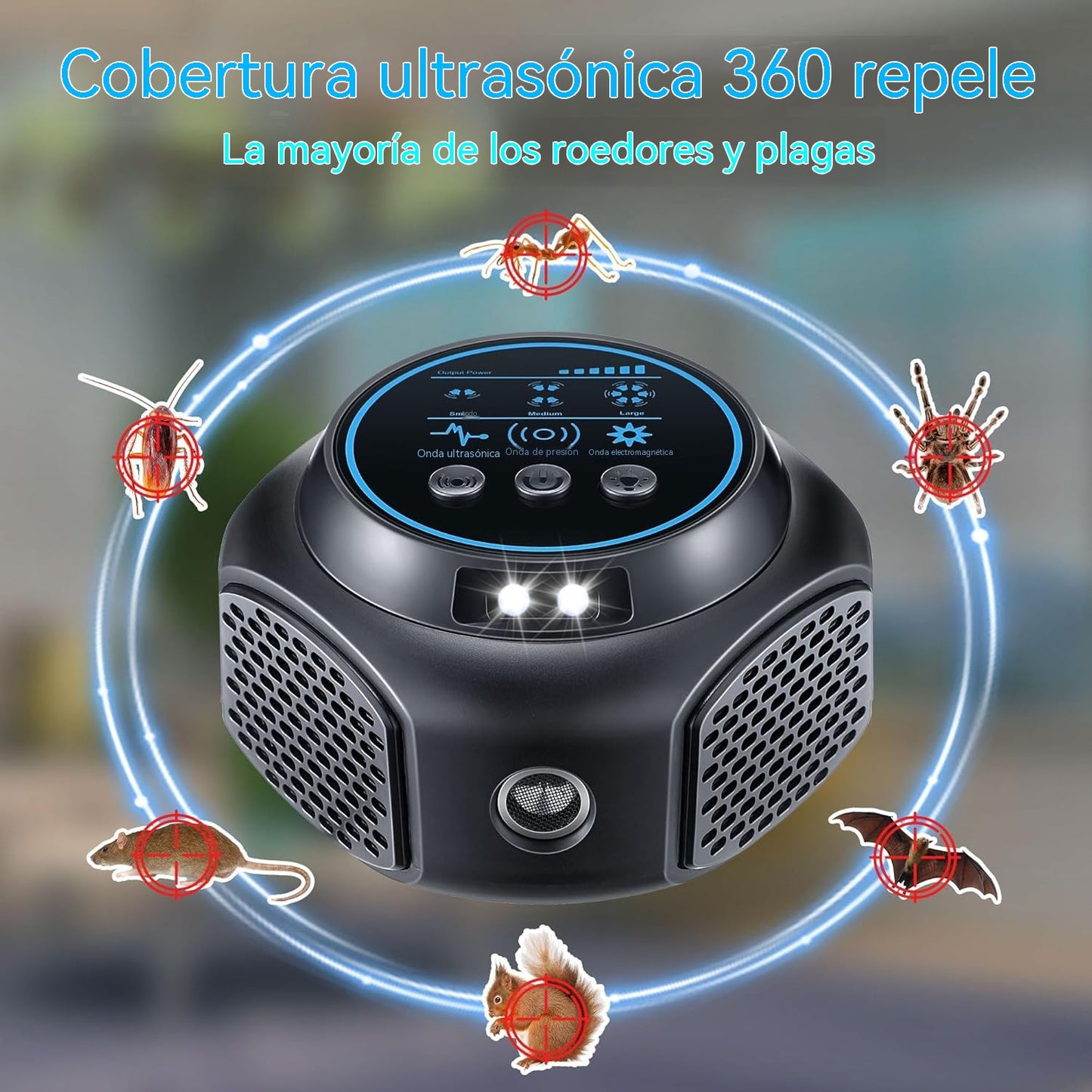 ⚡【Repelente ultrasónico de plagas de alta potencia】— Las ratas y cucarachas se irán solas, ¡sin químicos ni matanzas! 🚫🐭
