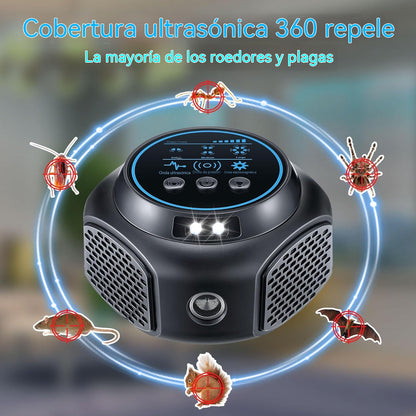⚡【Repelente ultrasónico de plagas de alta potencia】— Las ratas y cucarachas se irán solas, ¡sin químicos ni matanzas! 🚫🐭