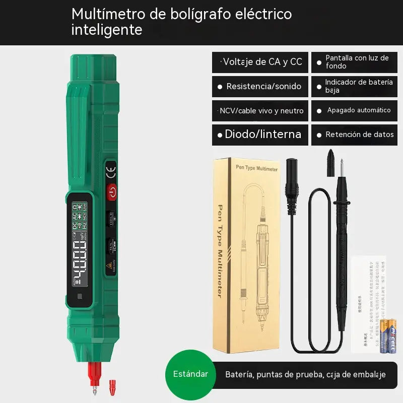 Multímetro digital inteligente multifuncional de alta precisión y lápiz de prueba (2 en 1)