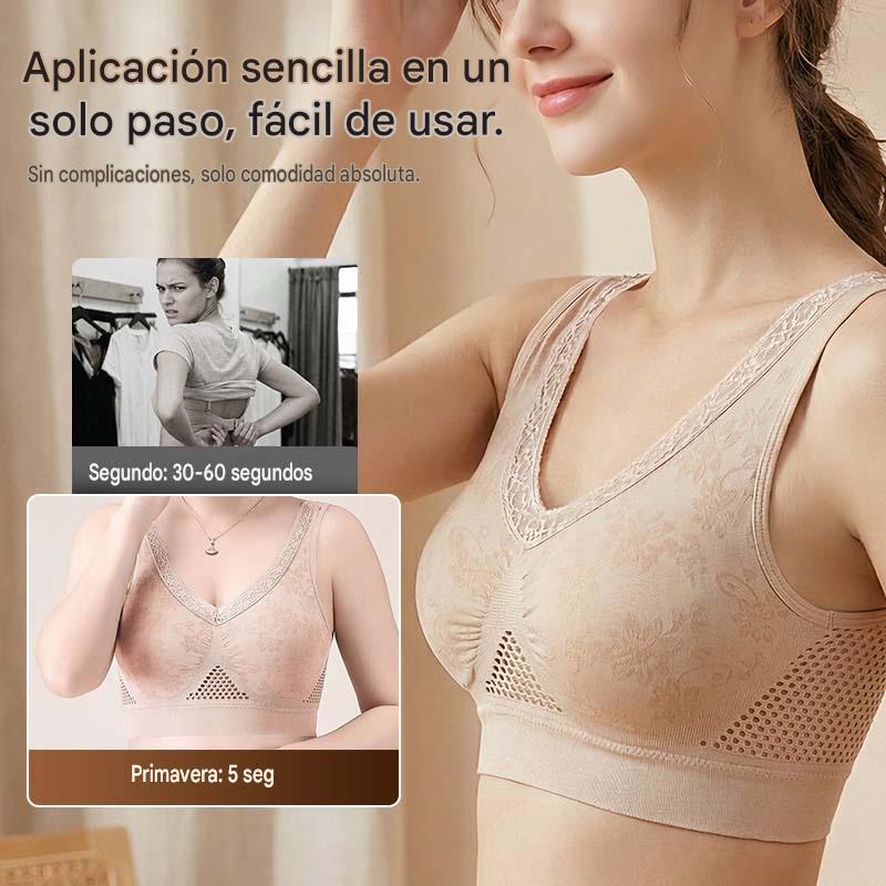 【M-6XL】2 pieza -【40-120kg】Nuevo sujetador cómodo y sin aros para mujer en tallas grandes; transpirable y confortable, con malla para la disipación del calor.