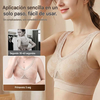 【M-6XL】2 pieza -【40-120kg】Nuevo sujetador cómodo y sin aros para mujer en tallas grandes; transpirable y confortable, con malla para la disipación del calor.