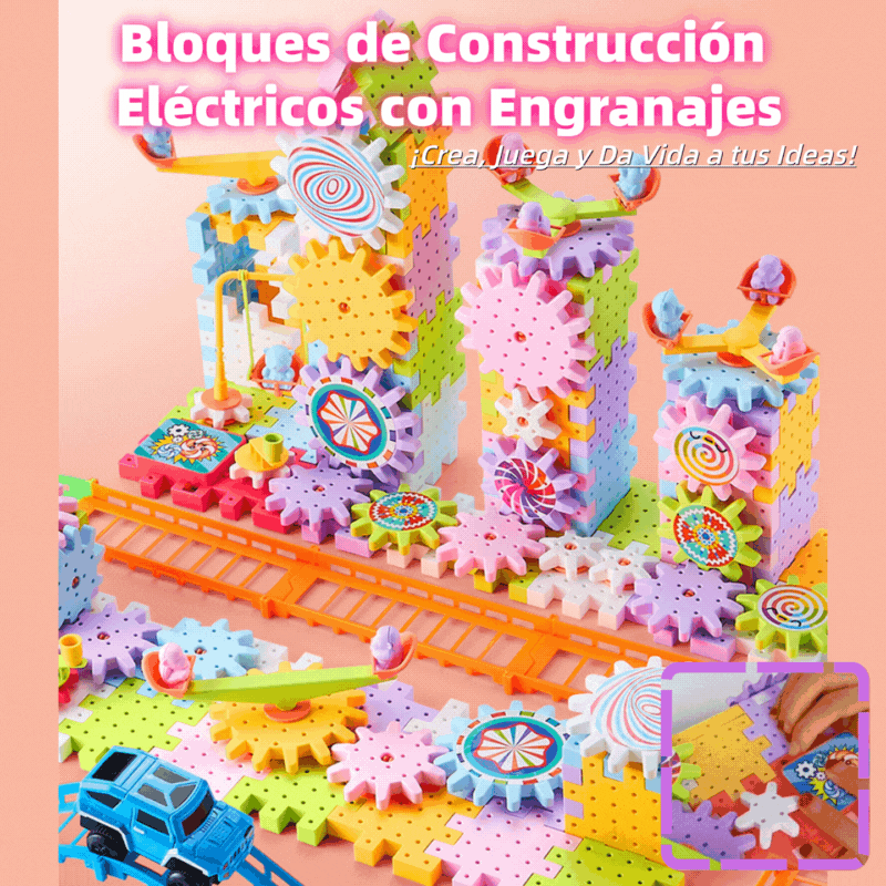🔥Bloques de construcción eléctricos ★Juguete giratorio ✨ Rompecabezas de partículas grandes 🌈Un paraíso infantil en constante cambio