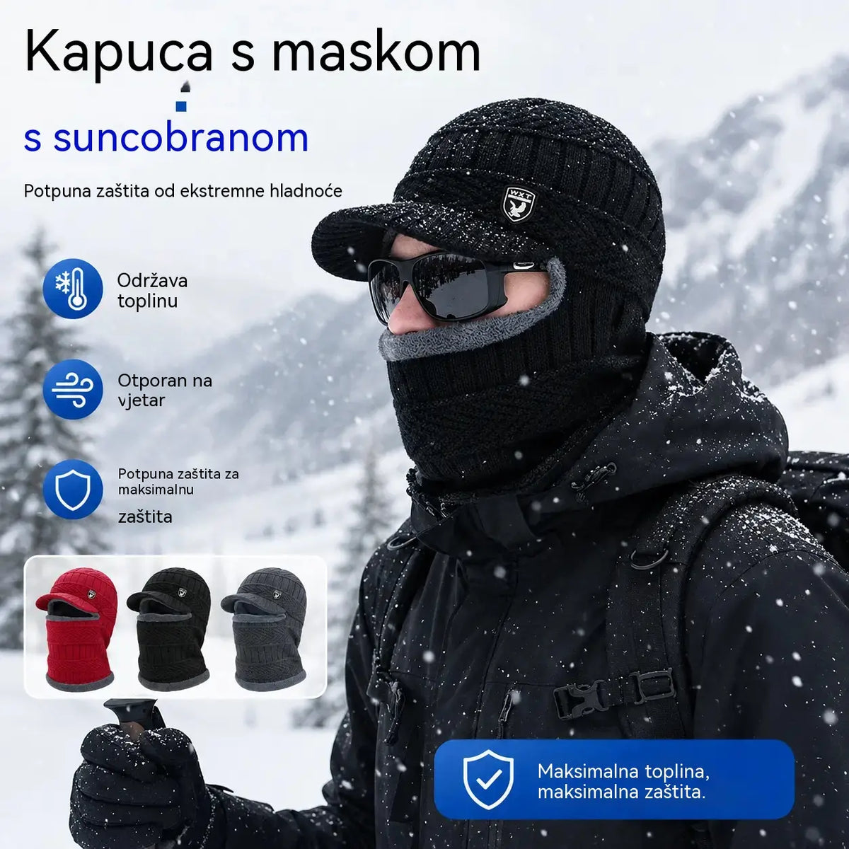 🔥Debela vunena kapa iz jednog dijela, otporna na vjetar, za boravak na otvorenom.