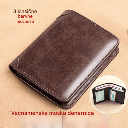 👝✨ Nova moška denarnica iz pravega usnja s protikradje