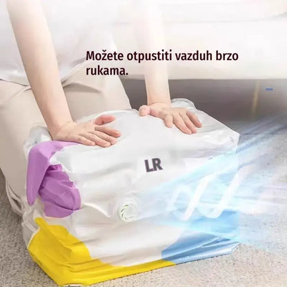 🧳【Set od 5 dijelova 27 eura】💨 Velika, stlačiva vakuumska vrećica za pohranu: nije potrebna pumpa, nepropusna je i idealna za uštedu prostora u koferima i kod kuće ✈️