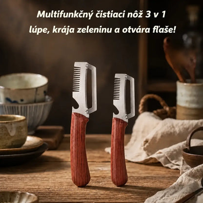 🔥Kúpte 1 kus a získajte 1 zadarmo (2 kusy)🧅🔪 Multifunkčná kuchynská škrabka 3 v 1: Šúpe, krája a otvára fľaše! 🔥