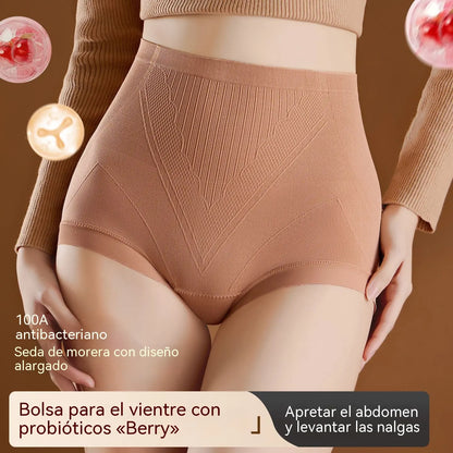 【4 piezas】【40-80kg】Bragas de seda antibacteriana de talle alto: cómodas y transpirables; realzan y moldean los glúteos a la vez que recogen eficazmente el abdomen para lograr un efecto reductor.